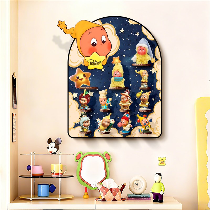 速发星星人展示架子摆件挂墙收纳展示盒墙上萌粒装饰挂画