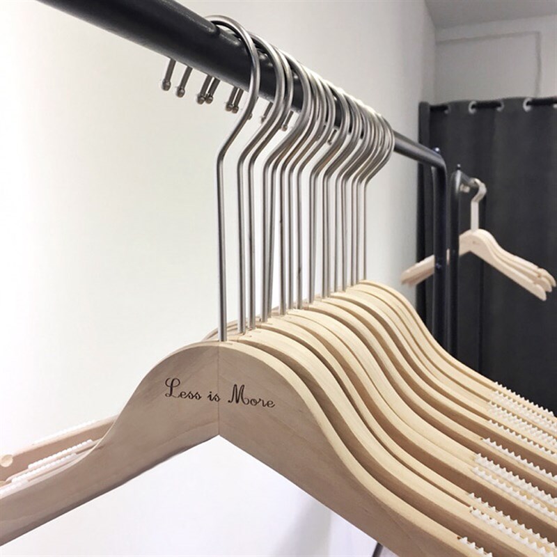 速发无油漆实木衣男 原木色本色衣质衣撑 服装店架防滑木挂裤夹