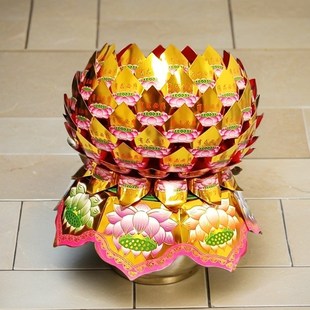 速发成品莲花莲花聚宝萝硬卡纸莲花九转盆花七彩莲花折纸金菠莲莲