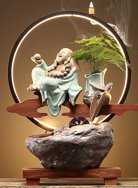 速发流水摆件新中招创意办公室桌面高山循环式财客厅玄关乔迁开业