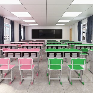 速发双人课桌椅培训桌辅导班学初课桌椅教生家用校中小学室学习桌