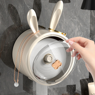 速发洗脸巾收纳盒壁挂式防水置物擦洗漱台架脸洁面巾卷筒卫生间卷