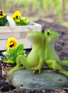 速发 Resi Gree Frog Figurie Cute Statue Crt Orats H