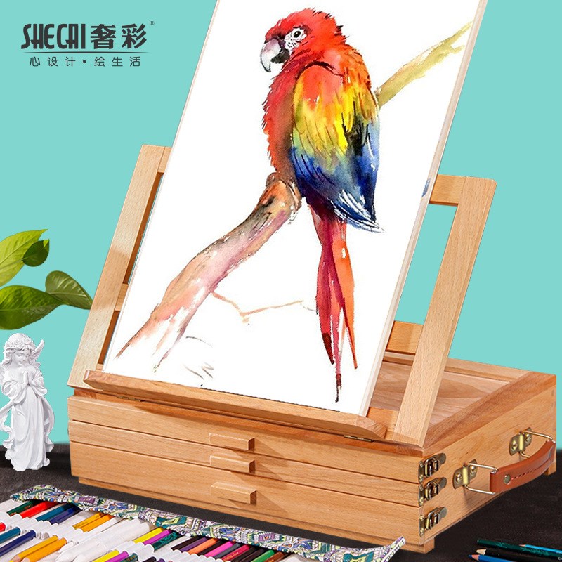 速发奢彩桌面台式画架可折叠调节升降画板美术生专用折叠便携式初