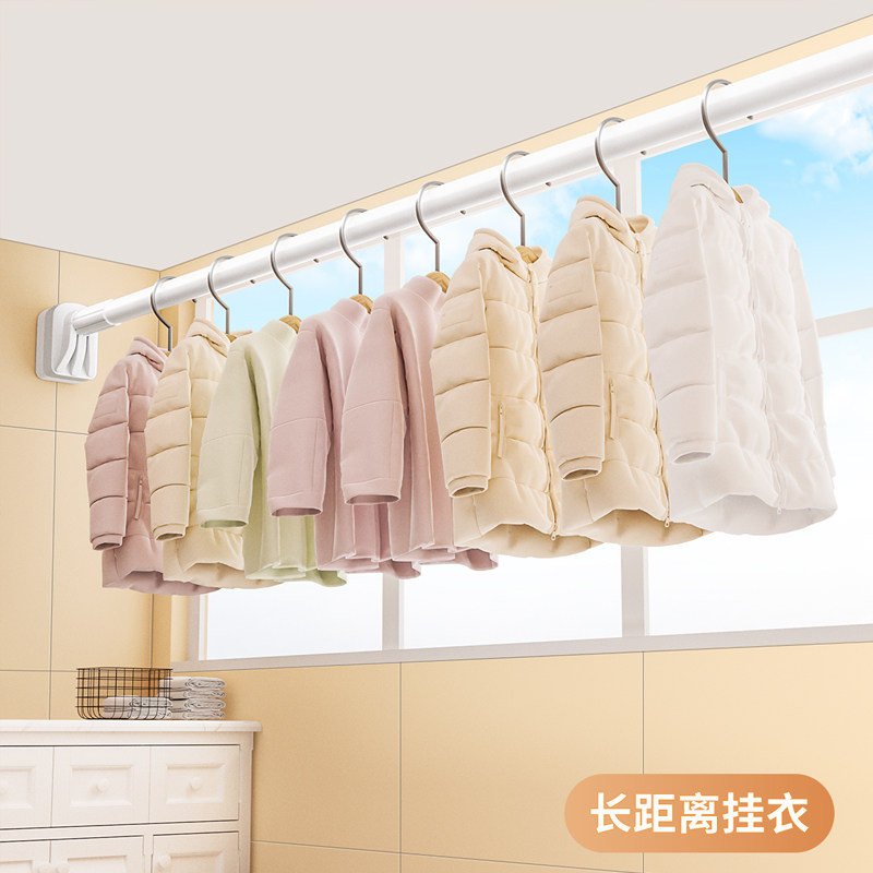 速发免打孔伸缩杆帘钉晾衣免不锈钢衣架窗帘挂杆浴杆杆子门帘衣柜