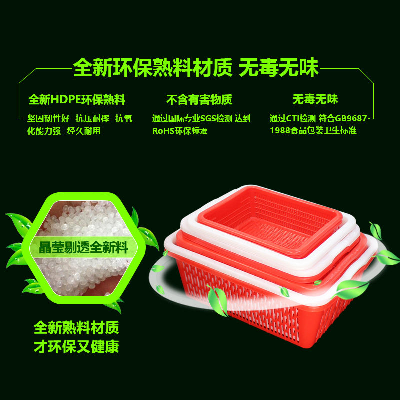 速发菜篮塑号料框筐大子长方形中号镂空收纳筐厨房沥水篮蔬菜筐置