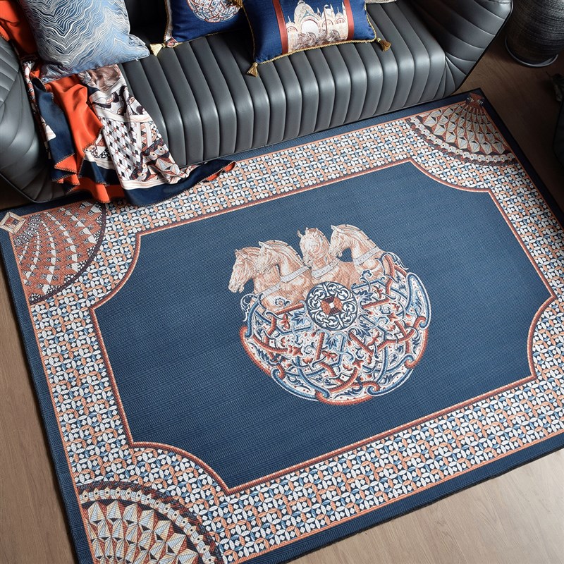 速发美式轻奢大马脚花门滑地垫地毯门垫印垫防口垫家居客厅卧室床