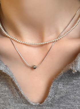 双层小米珠珍珠项链女款2025新款