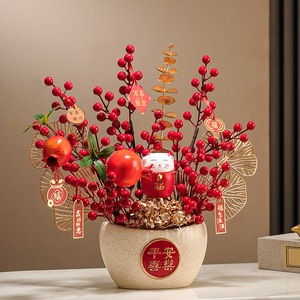 发财果仿真花摆设假花花篮布置客厅餐桌装饰乔迁结婚过年花束摆件