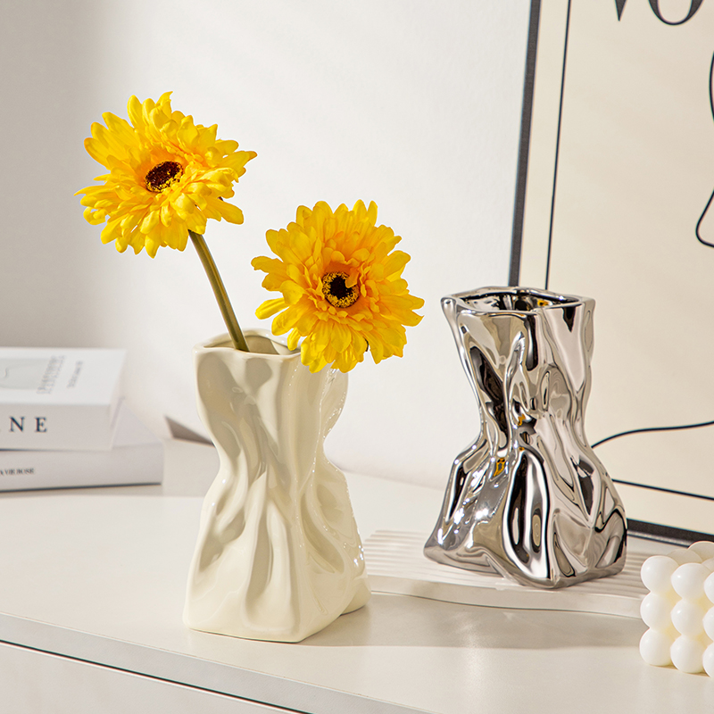 家洁时简约陶瓷客厅高级干花花瓶