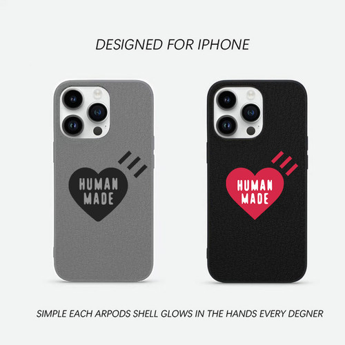 潮牌humanmade爱心情侣手机壳适用苹果17新款16promax小众iphone14pro保护套13防摔12黑色11