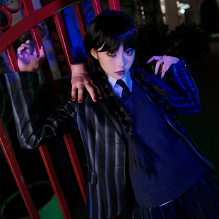 星雨辰 星期三第二季同款服装亚当斯cos服奈落学院制服万圣节女