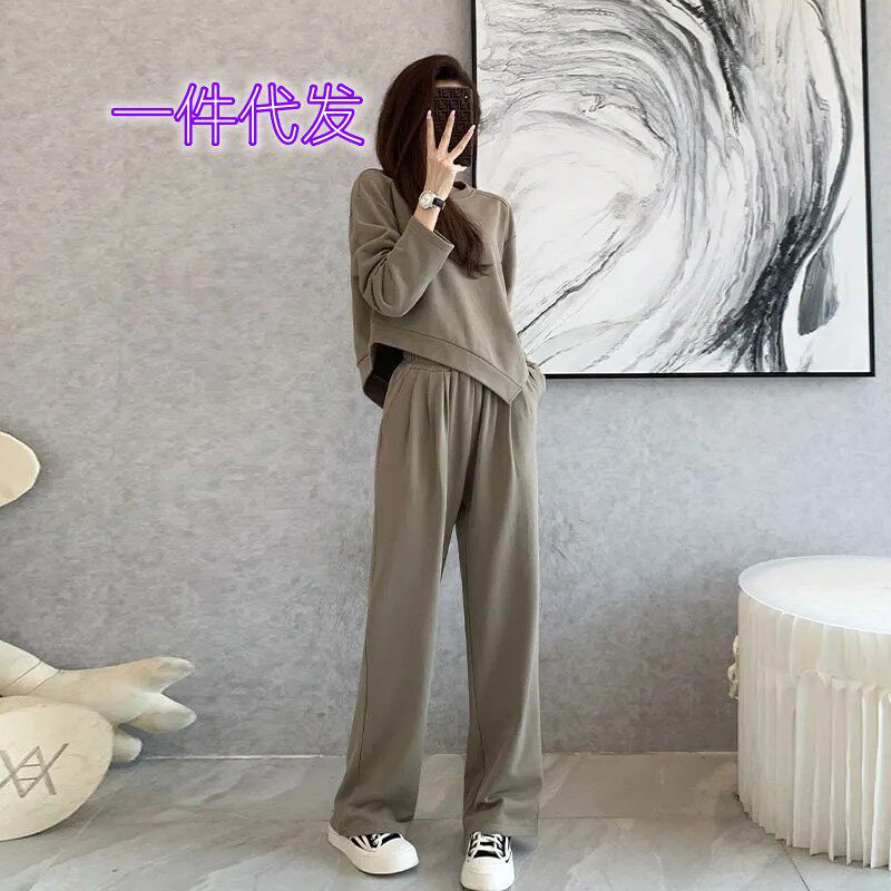 一件代发春秋冬运动套装女炸街新款减龄休闲时尚洋气卫衣两件套女