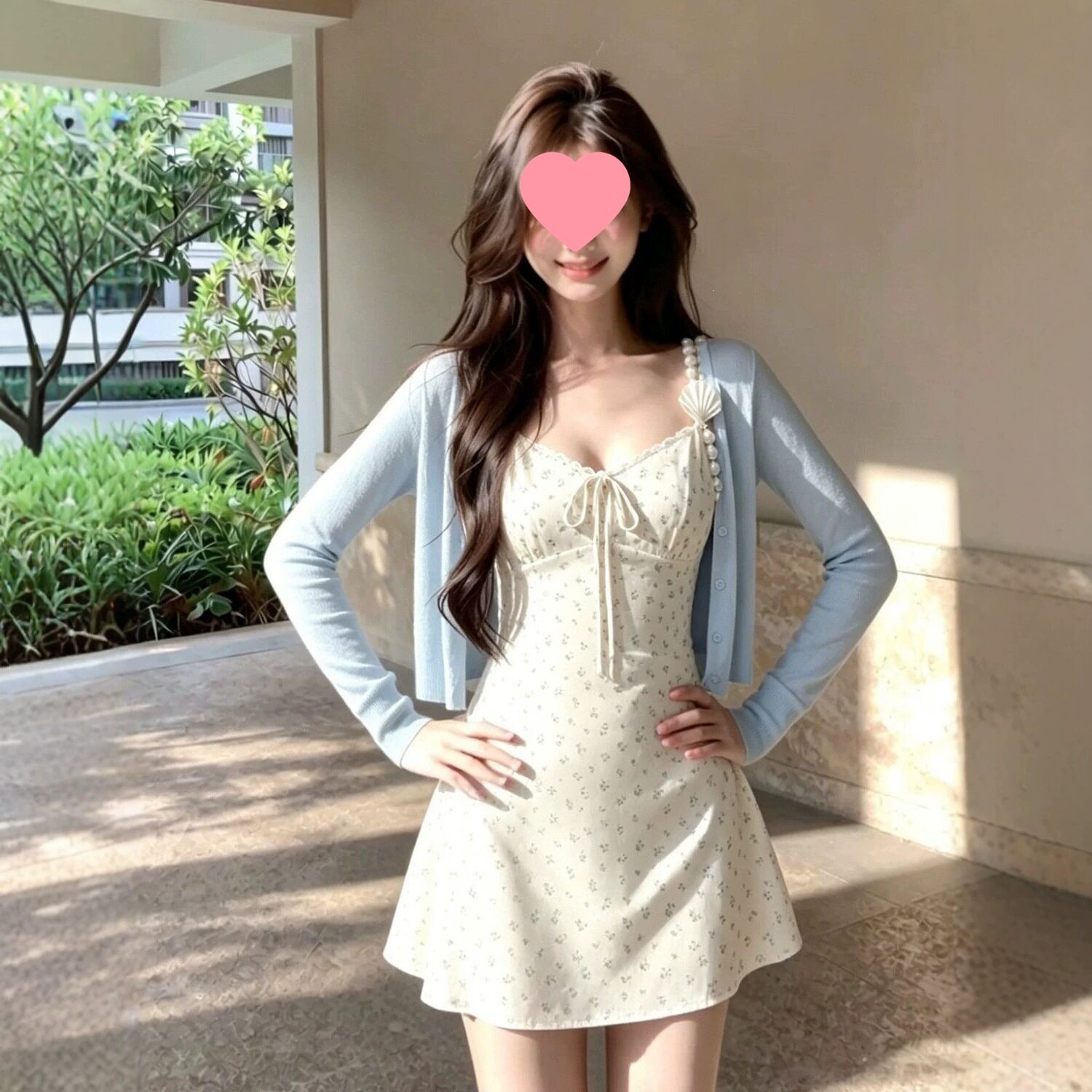 白色碎花吊带连衣裙女夏日绝美小裙子防晒开衫薄款配吊带纯欲套装