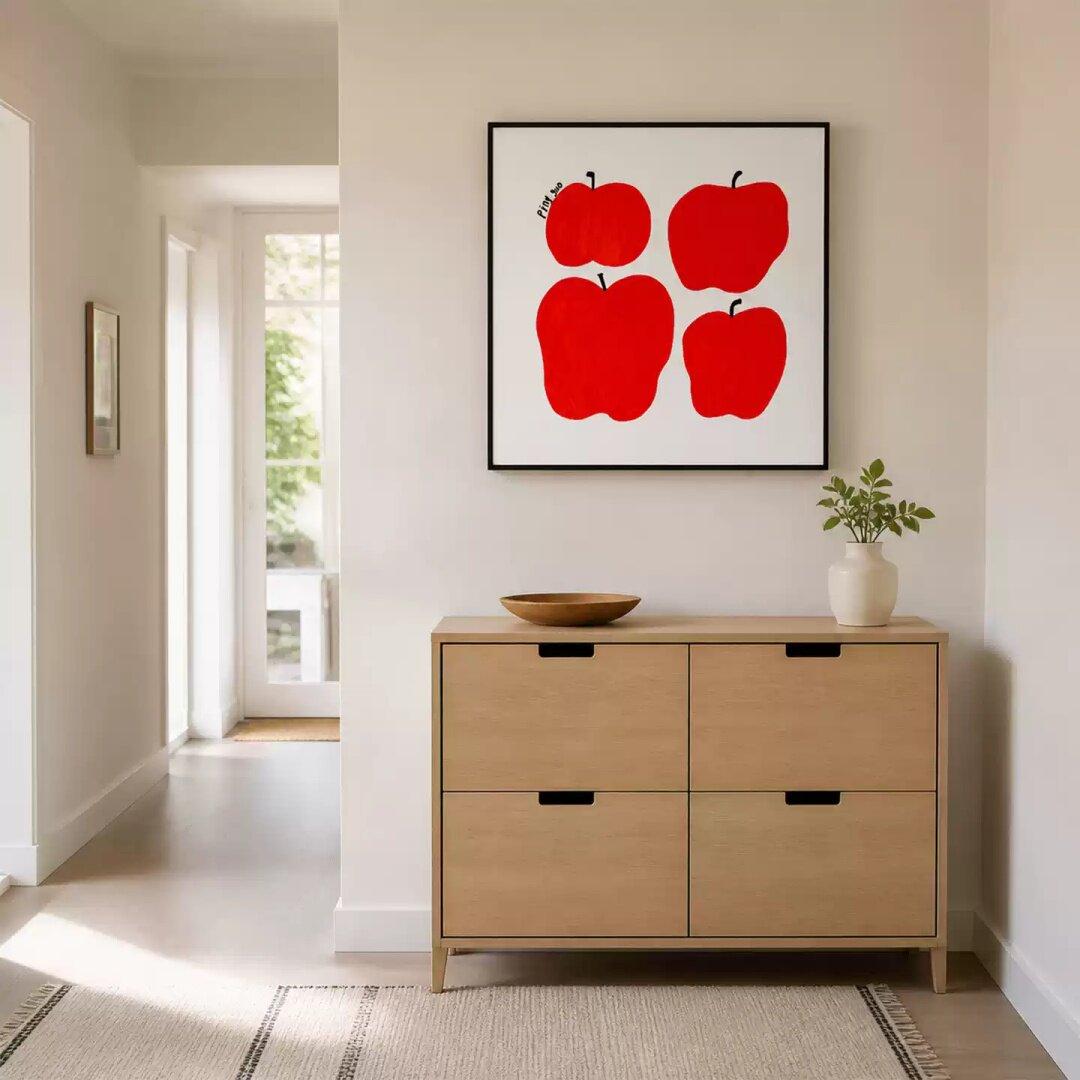 ins风趣味红苹果壁画新款客厅装饰画摆件小众高级感卧室挂画画芯