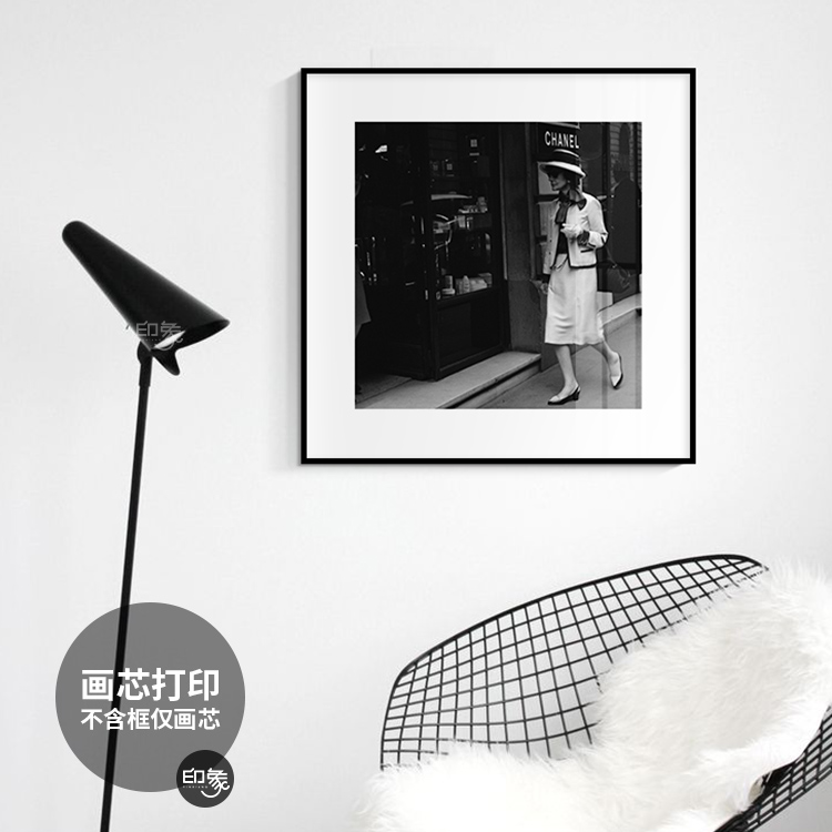 工业风现代简约黑白摄影装饰画芯客厅卧室海报酒店样板房人物画心图片