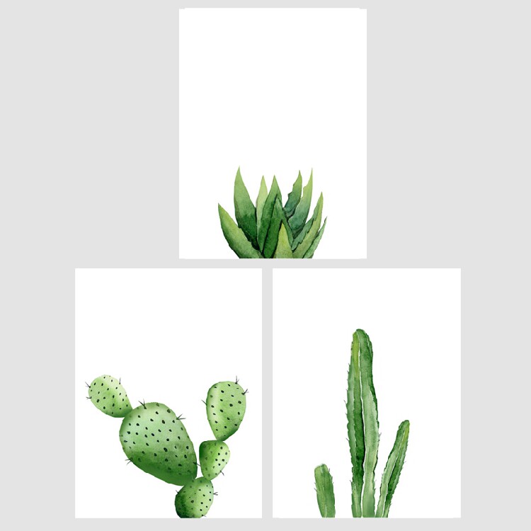 北欧水彩仙人掌画芯打印定制现代简约客厅植物挂画心喷绘画布微喷