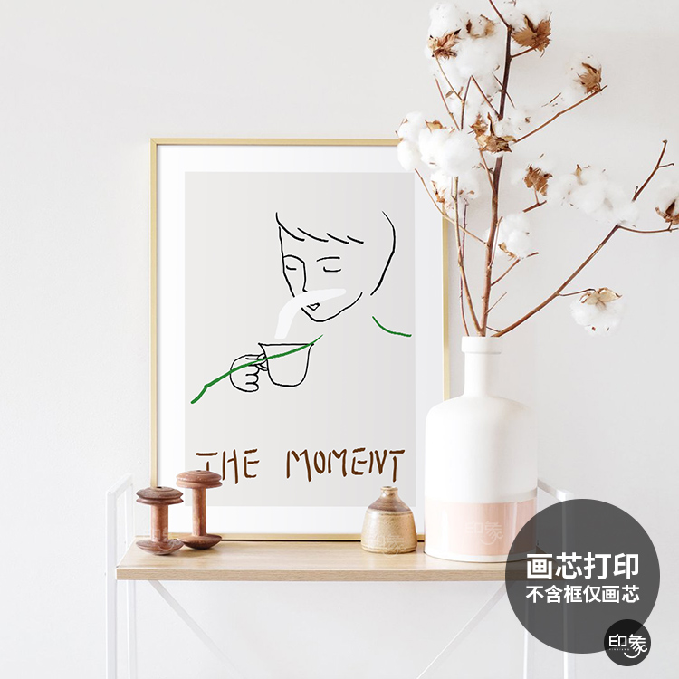moment  北欧人物咖啡文艺小清新装饰挂画芯韩国设计师手绘图案