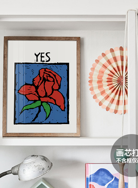 say yes   撞色玫瑰 我愿意与你共度一生 花店浪漫装饰画芯海报