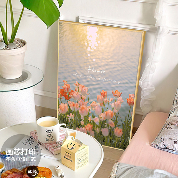 客厅北欧是ins风法式郁金香花卉