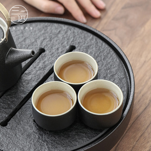 三远 黑陶茶杯斗笠杯陶瓷功夫茶具个人杯单杯简约家用主人小杯