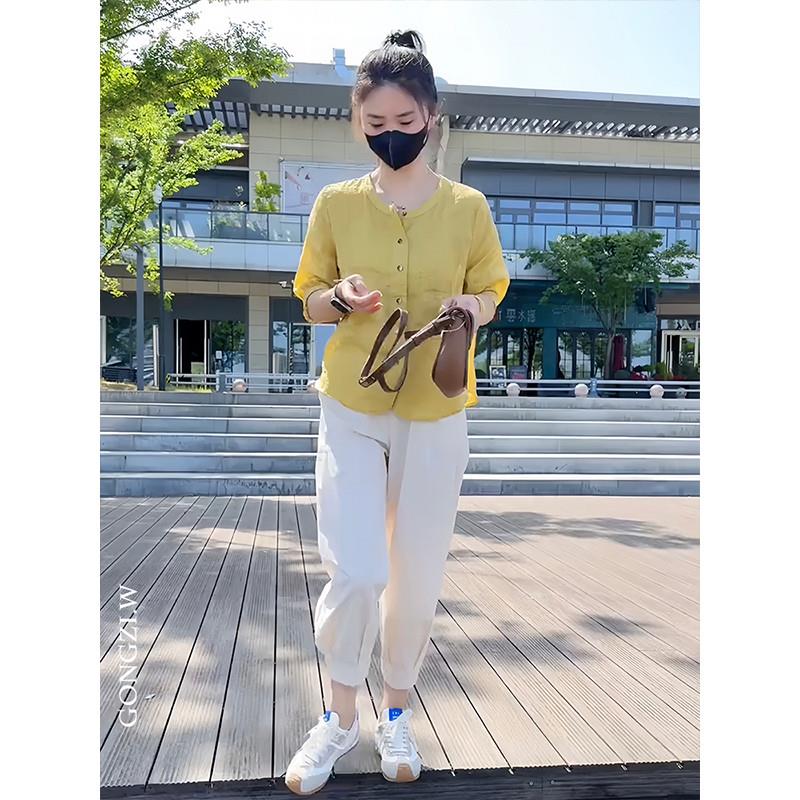 RIERA女装套装轻奢高级感女人味气质薄款衬衫阔腿显瘦休闲哈伦裤