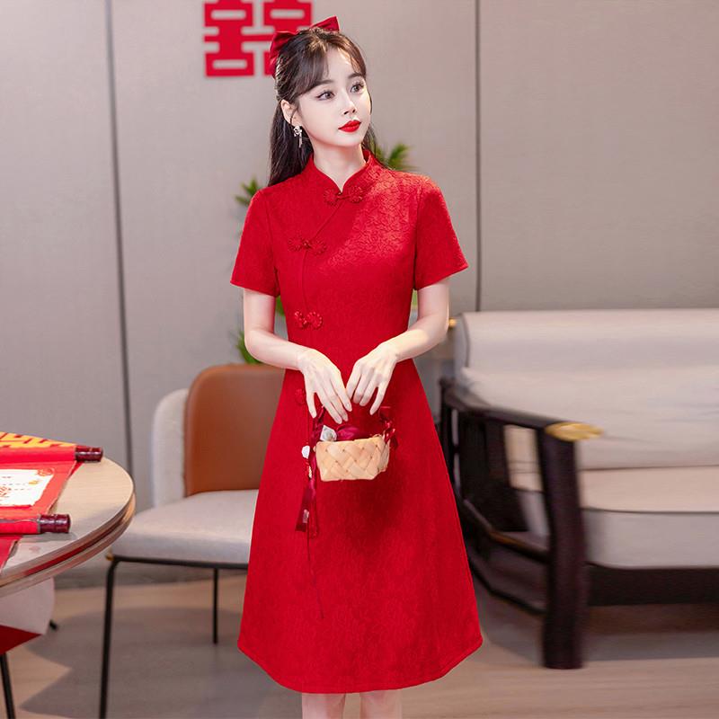 RIERA大码新中式蕾丝改良旗袍裙女夏装2025新款胖mm时尚文艺显瘦