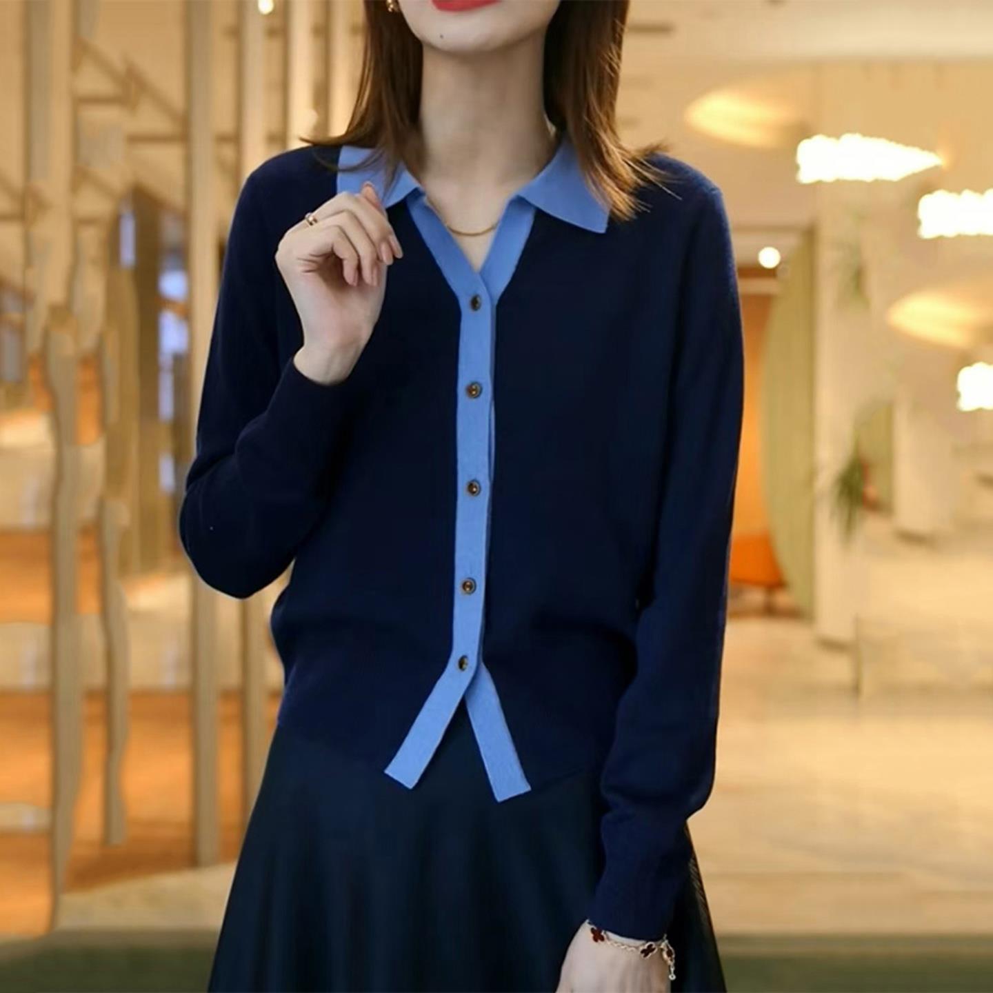 ROUMIKL秋装穿搭设计感假两件针织衫女2025秋季新款洋气女士春秋