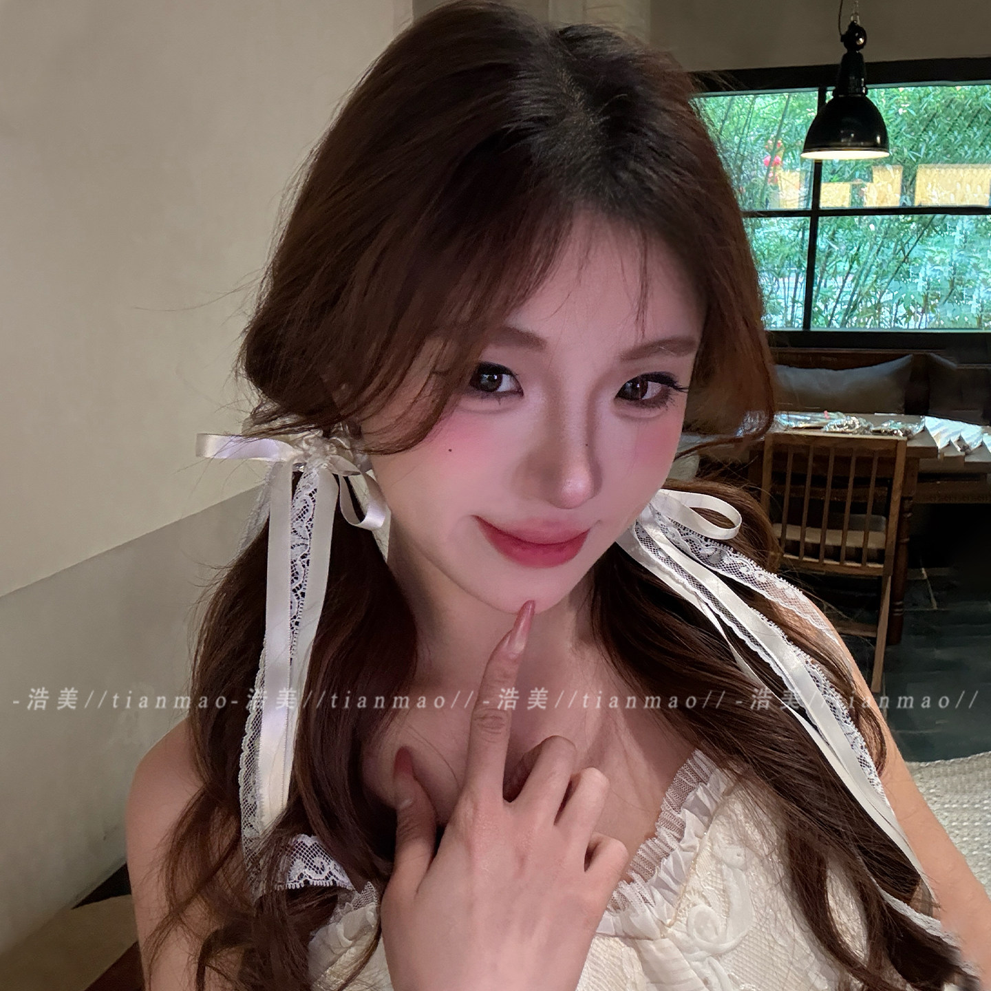 韩系蕾丝蝴蝶结长飘带发圈女2026新款甜美双马尾发绳皮筋耐用发饰