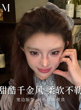 秋冬复古灰色针织波点蝴蝶结发箍