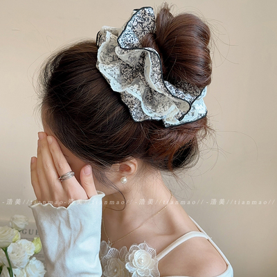 法式蕾丝花边大肠发圈女2025新款