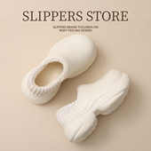 防水厚底棉拖鞋 包跟室内家居增高加绒保暖棉鞋 女士秋冬季 2026新款