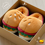 女士冬季 包跟2026新款 室内家居毛绒保暖包跟棉鞋 汉堡包棉拖鞋 女款