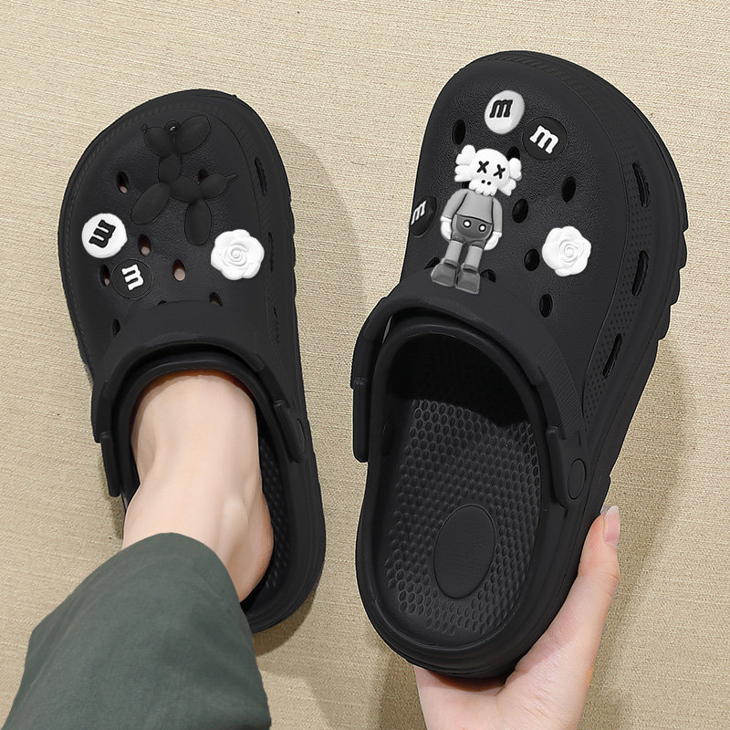 厚底洞洞鞋男款夏季外穿2026新款防滑沙滩凉鞋踩屎感包头拖鞋男士