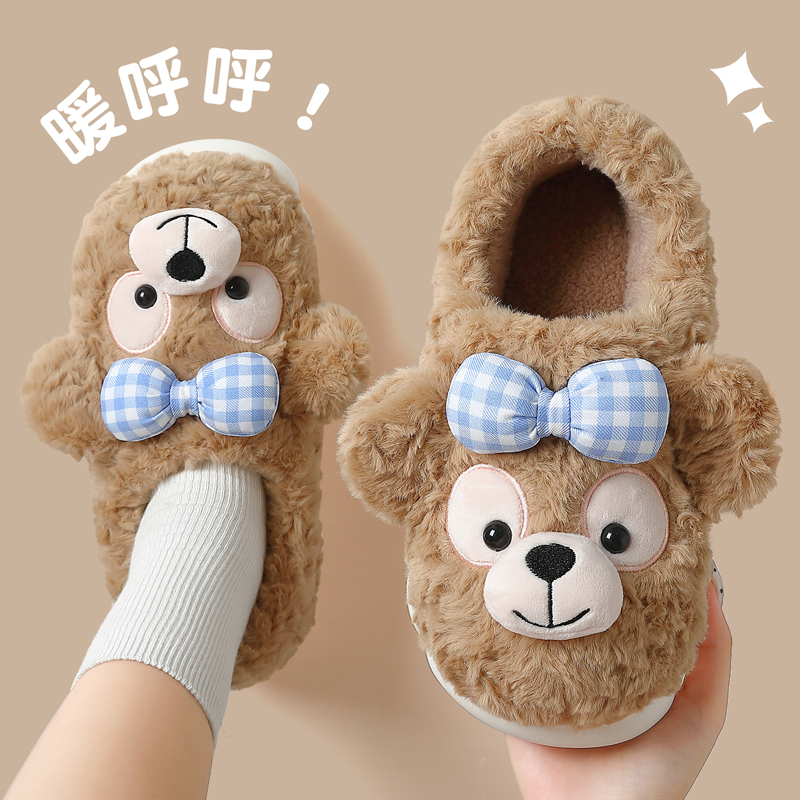 可爱雪莉玫棉拖鞋女冬季毛绒保暖
