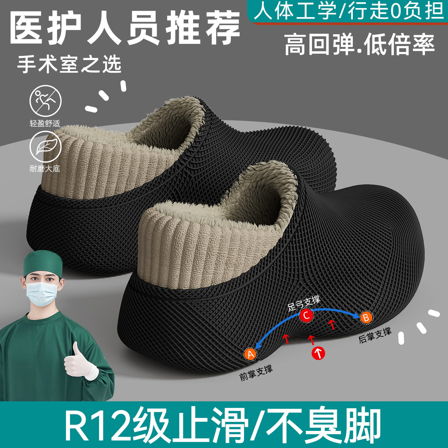 医护手术室棉拖鞋男款2026新款