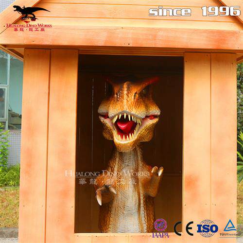 自贡大型仿真恐龙厂家新品恐龙小屋美陈摆件机械电动模型