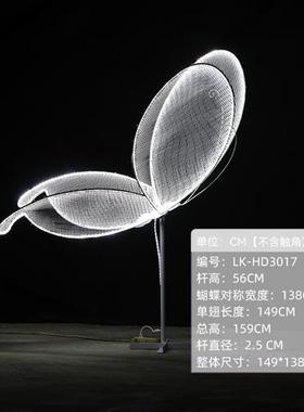 不锈钢镂空蝴蝶雕塑户外公园林草坪铁艺发光仿真镜面景观摆件装饰