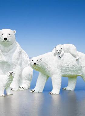 仿真北极熊雕塑玻璃钢动物户外园林景观小品装饰冰雪主题造景摆件