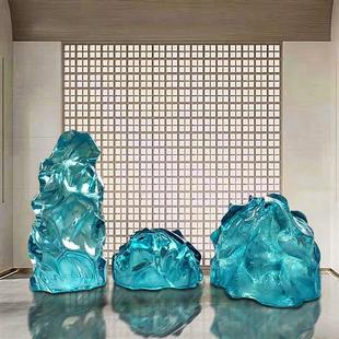 定制透明树脂景观石头摆件酒店别墅售楼处庭院水池造景雕塑装 饰品