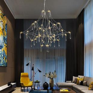 别墅复式 水晶吊灯极简后现代满天星设计师餐厅 楼水晶吊灯楼梯法式
