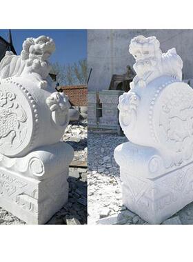 做旧石门枕青石仿古麒麟门墩造价汉白玉大象石墩图片大全