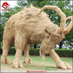 甘肃稻草雕塑仿真卡通人物稻草艺术农耕文化展品农民丰收节