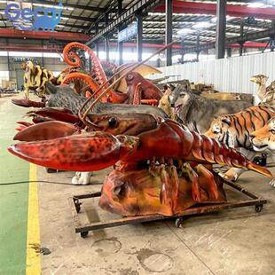 饰 仿真动物动态模型龙虾爬爬虾模型海鲜馆馆饭店餐馆店招美陈装