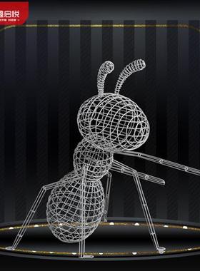 户外不锈钢镂空蚂蚁雕塑售楼花园林铁艺发光仿真昆虫景观装饰摆件