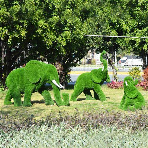 户外绿植大象雕塑庭院花园售楼部游乐场玻璃钢动物吉祥物摆件装饰