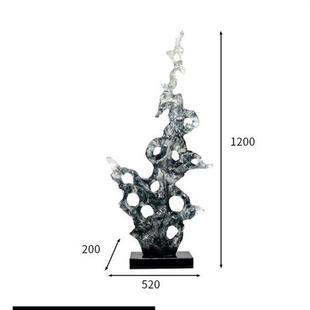 现代样板房间创意透明树脂雕塑浪花摆件酒店玄关客厅售楼处工艺品