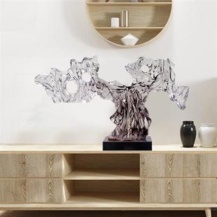 现代轻奢太湖石雕塑样板房办公室酒店玄关透明树脂铂晶抽象摆件