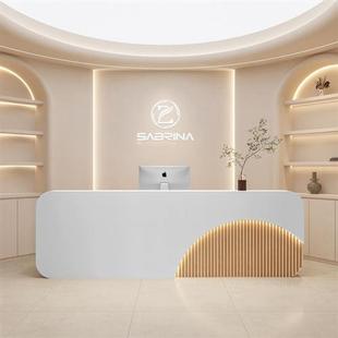 玻璃钢前台定制公司异形创意接待台现代时尚 吧台美容院酒店收银台