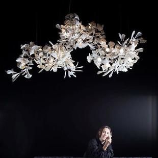 陶瓷银杏树枝树叶客厅餐厅楼梯后现代大堂枝型设计师创意艺术吊灯